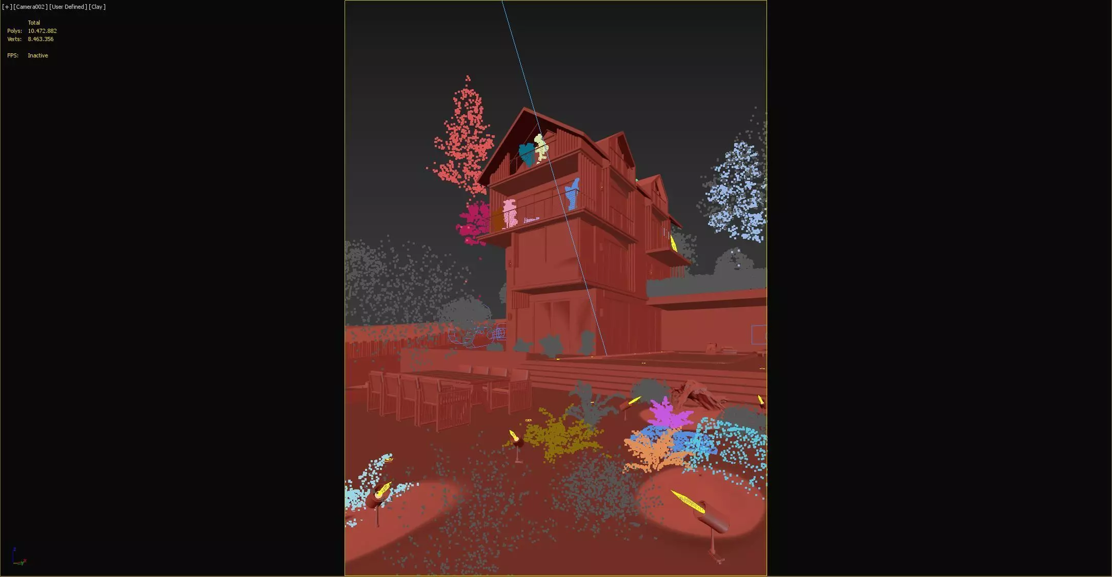 Modern Villa Exterior Scene 3D model_12