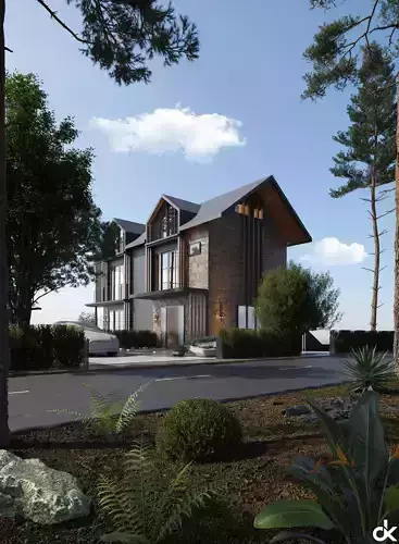 Modern Villa Exterior Scene