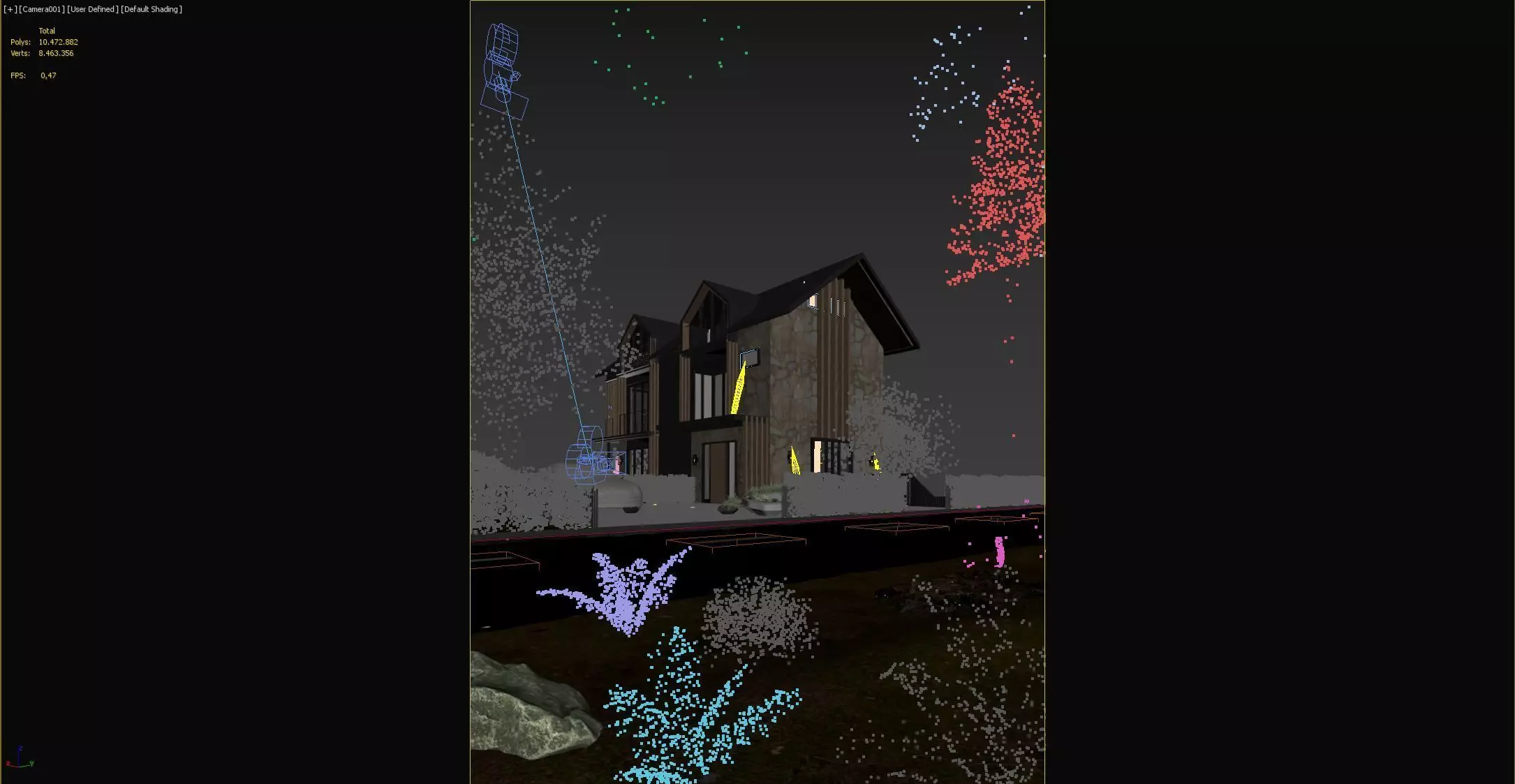 Modern Villa Exterior Scene 3D model_10