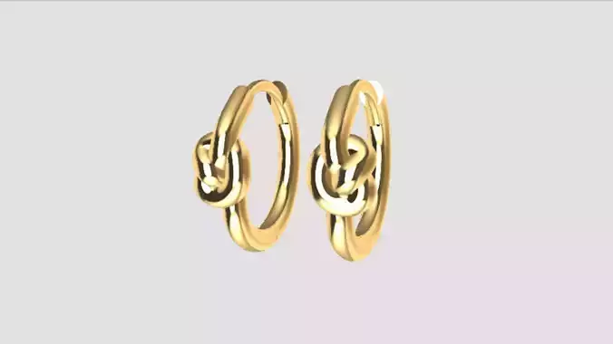 Knot Huggie Hoop Earrings 1cm 3D print model