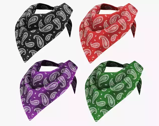 Bandana Scarf Pack 4 in 1 - Game Ready PBR 4K Low-poly 3D model
