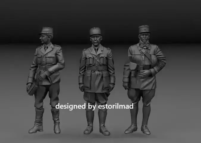WW2 PACK 3 OF FRENCH OFFICIALS FRANCE CAMPAIGN 1940 3D print model