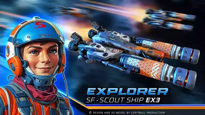 SF Scoup Ship - EX3 Low-poly 3D model SF Scoup Ship - EX3 Low-poly 3D model