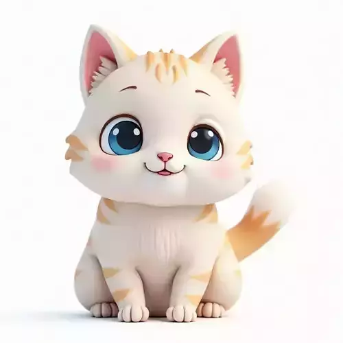 Chubby Tabby Cat - Cute Cartoon 3D Model Low-poly 3D model