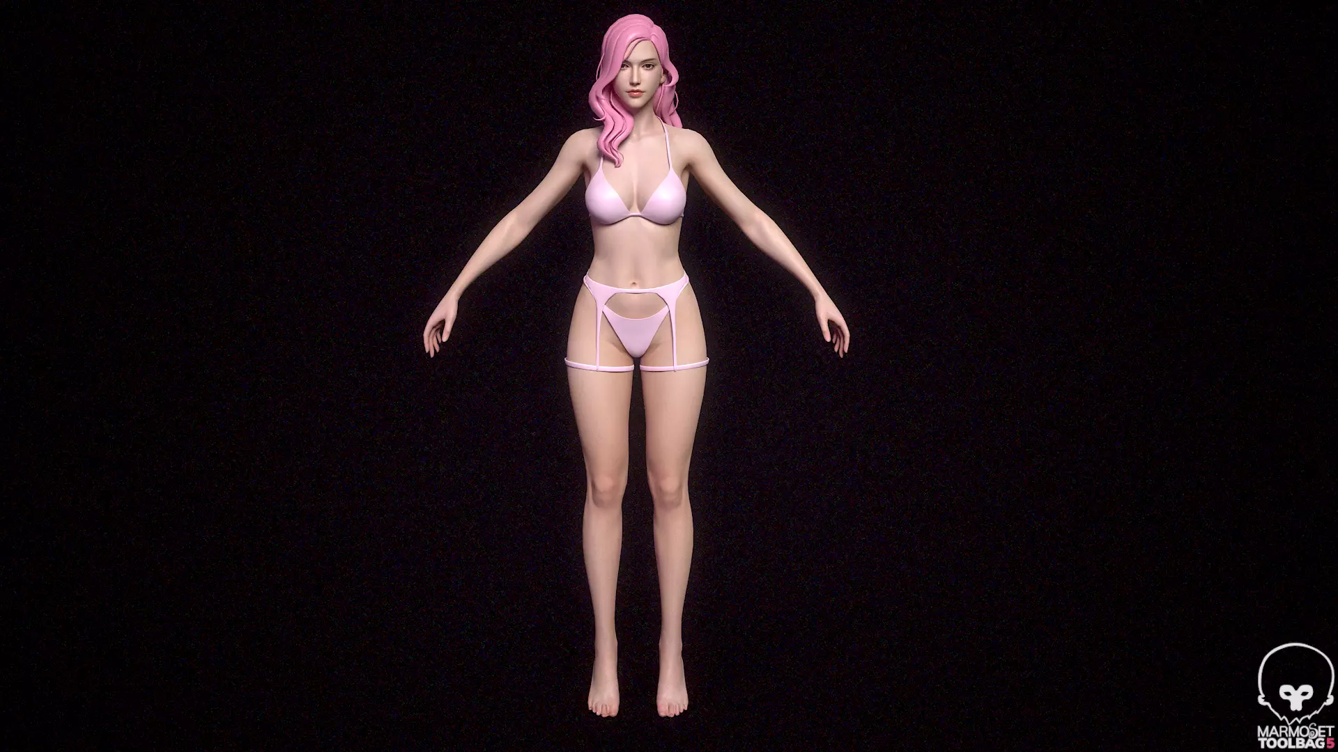 5 Fine-Looking Beautiful Female basemesh Low-poly 3D model_38