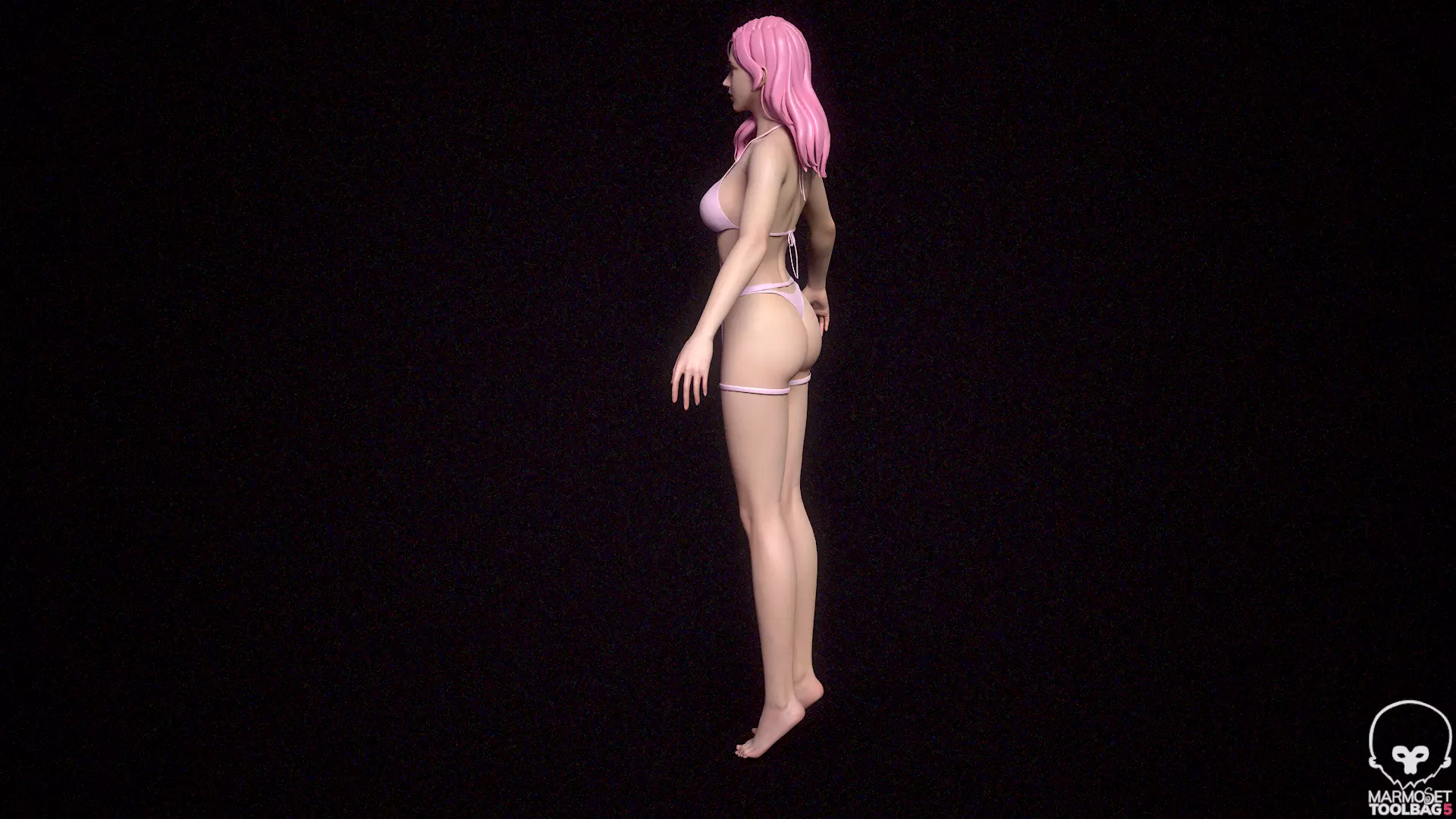 5 Fine-Looking Beautiful Female basemesh Low-poly 3D model_40