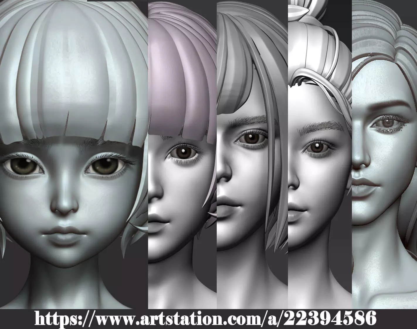 5 Fine-Looking Beautiful Female basemesh Low-poly 3D model_3