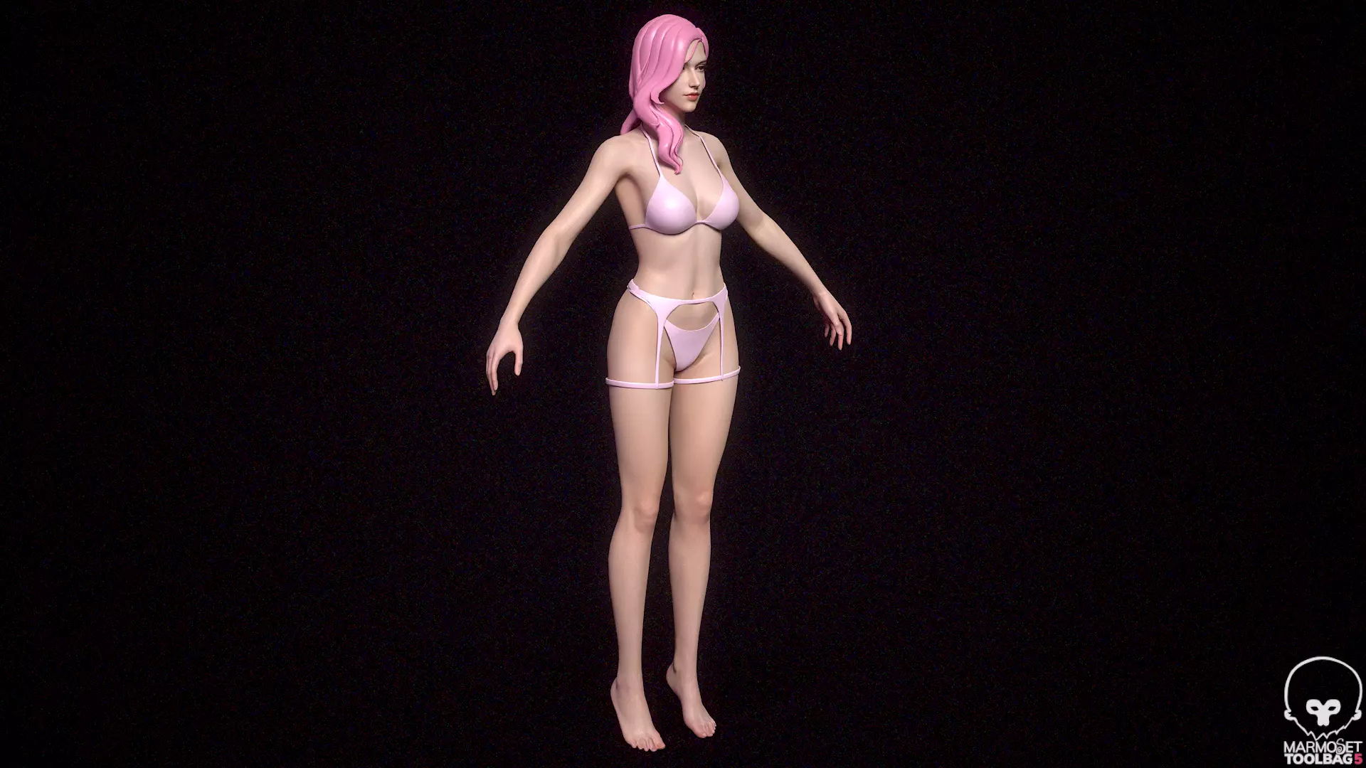 5 Fine-Looking Beautiful Female basemesh Low-poly 3D model_43