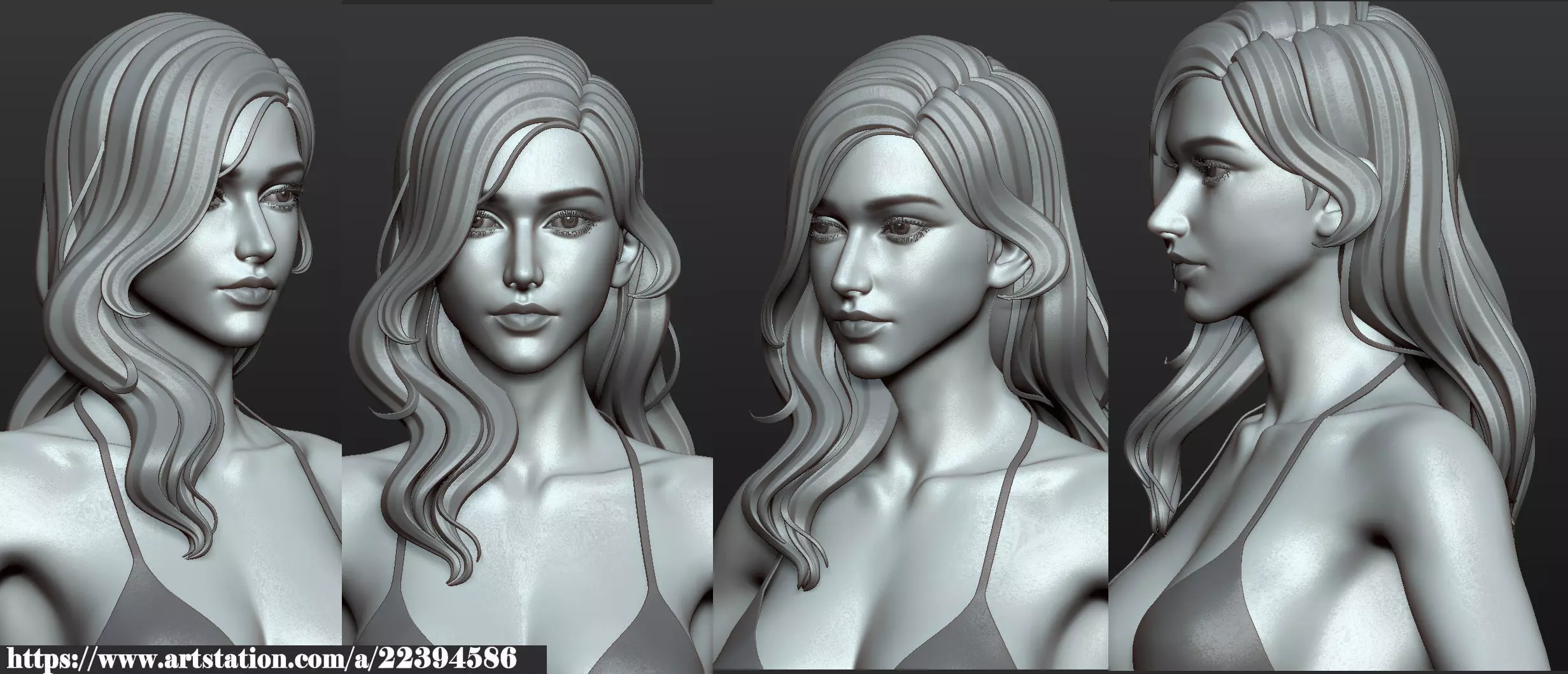 5 Fine-Looking Beautiful Female basemesh Low-poly 3D model_4
