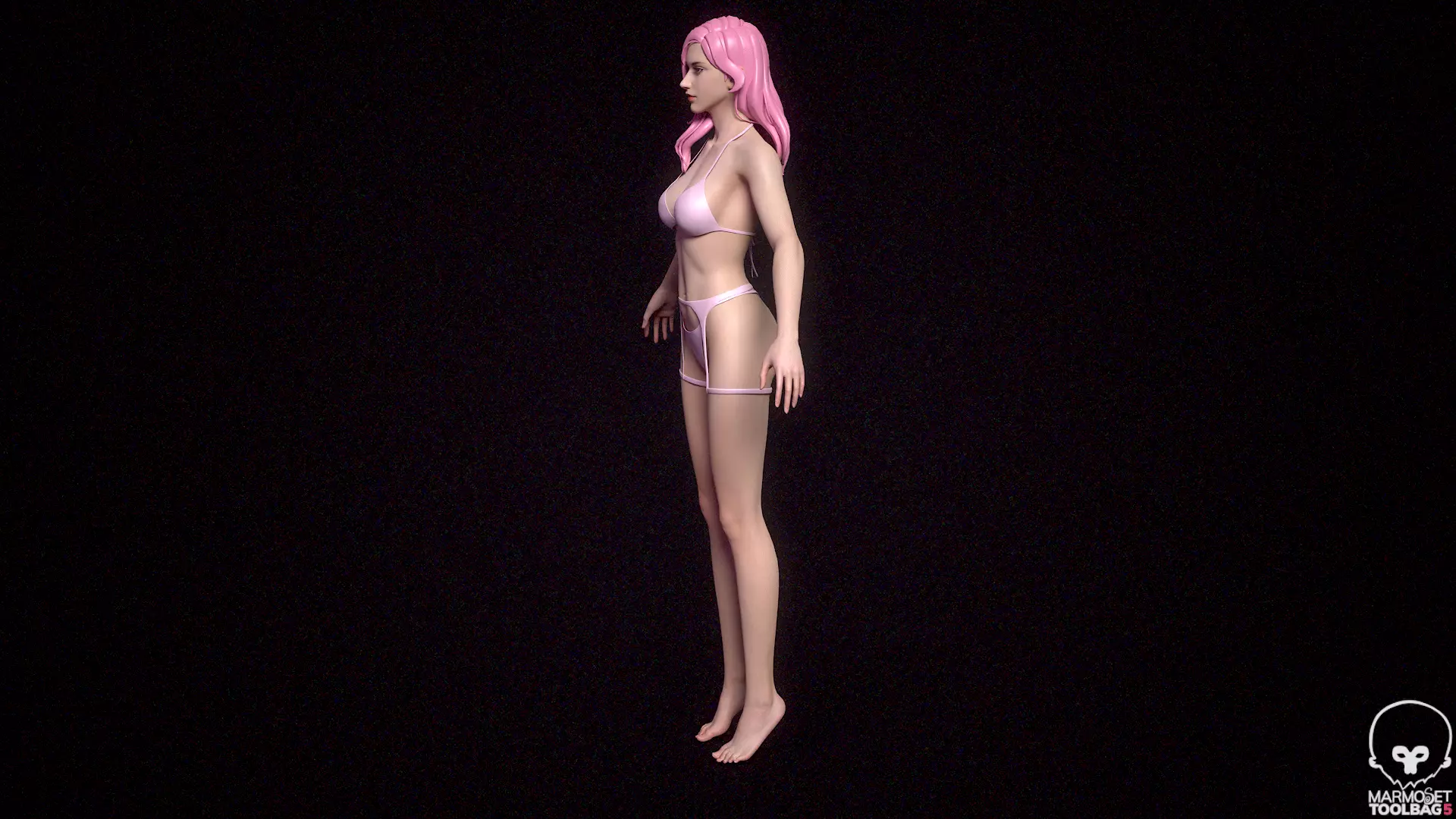 5 Fine-Looking Beautiful Female basemesh Low-poly 3D model_21