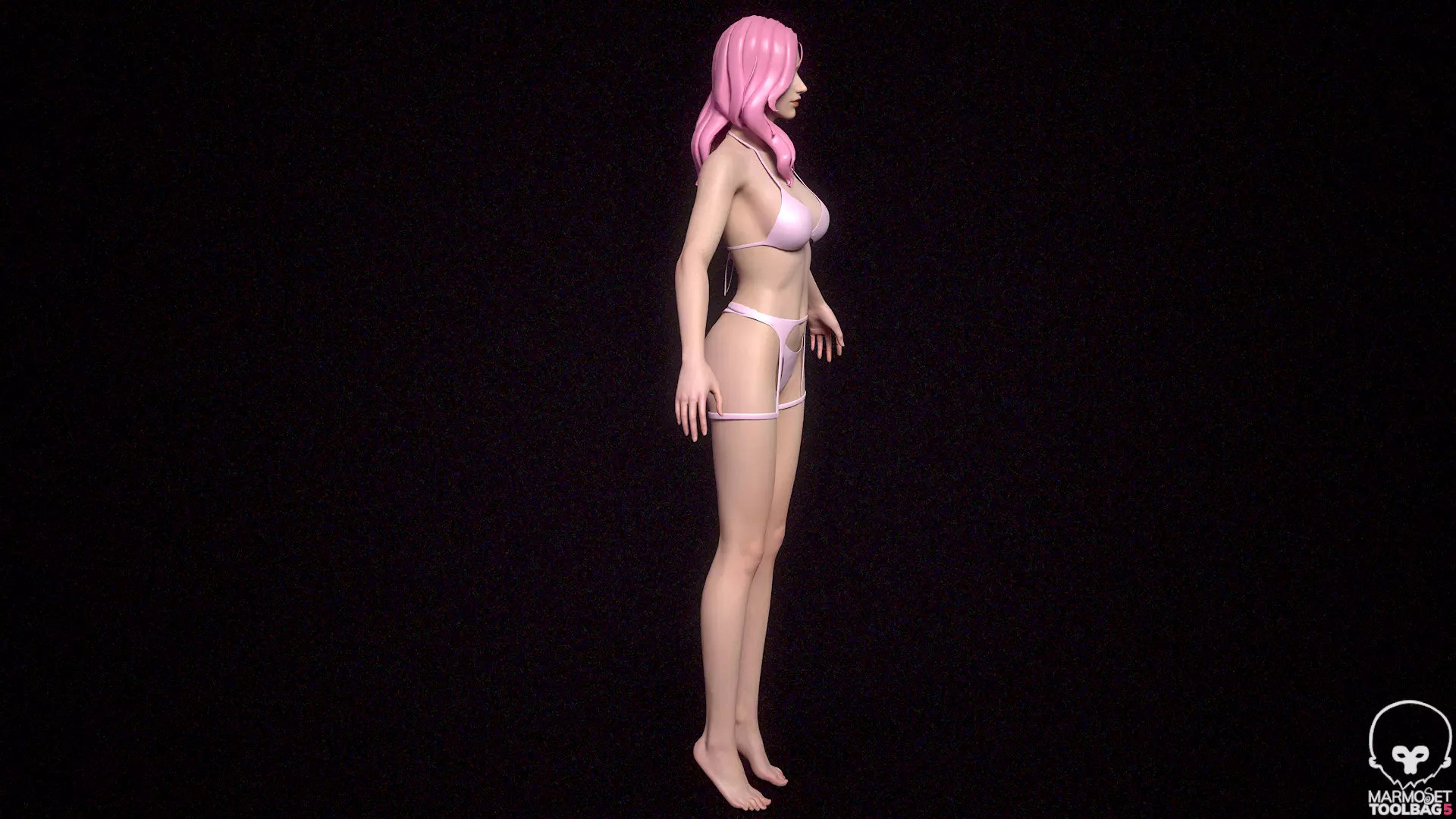 5 Fine-Looking Beautiful Female basemesh Low-poly 3D model_36