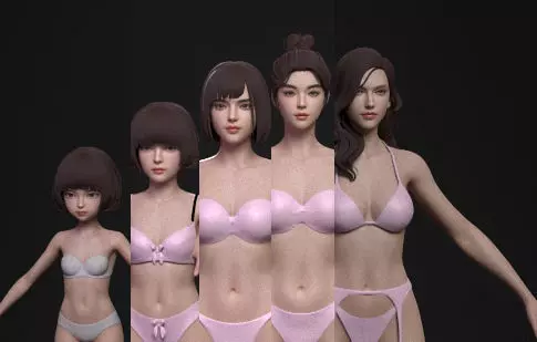 5 Fine-Looking Beautiful Female basemesh Low-poly 3D model_16