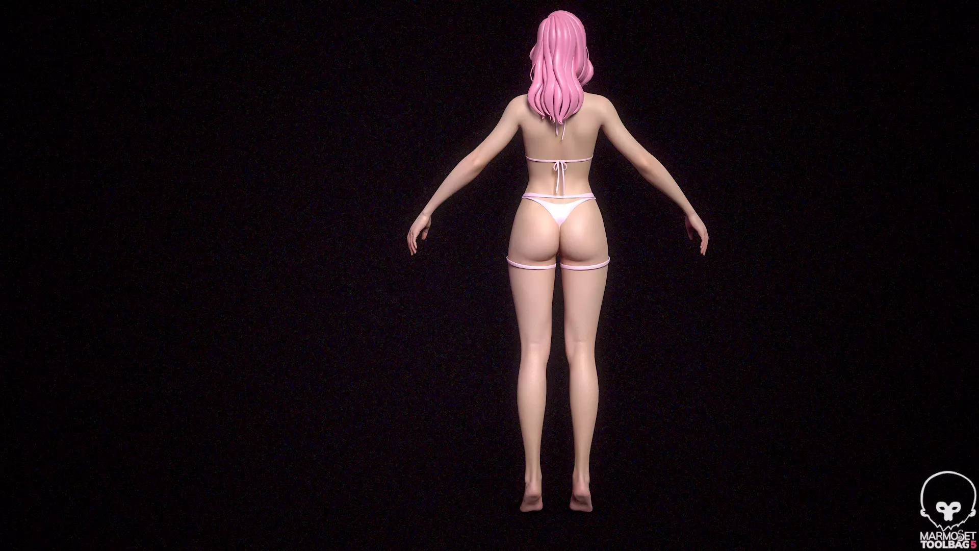 5 Fine-Looking Beautiful Female basemesh Low-poly 3D model_39