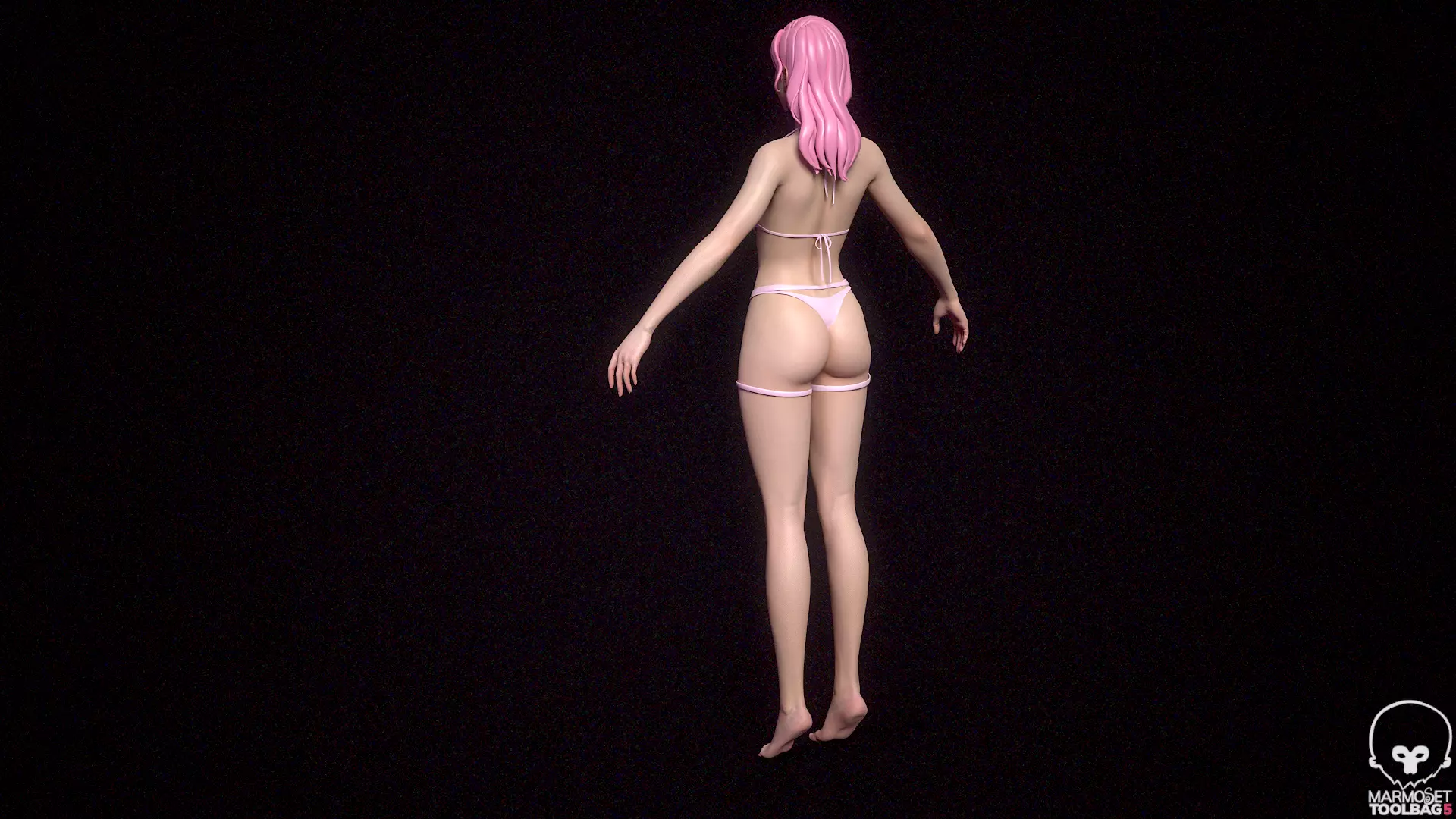 5 Fine-Looking Beautiful Female basemesh Low-poly 3D model_35