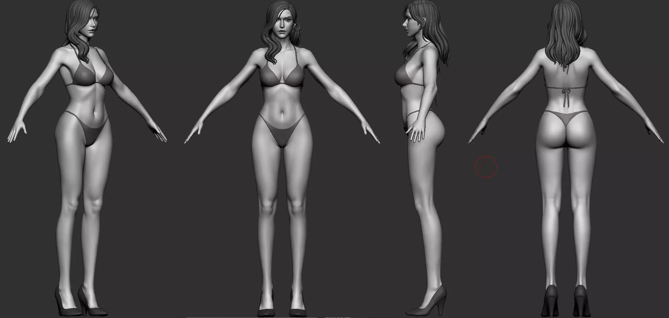 5 Fine-Looking Beautiful Female basemesh Low-poly 3D model_30