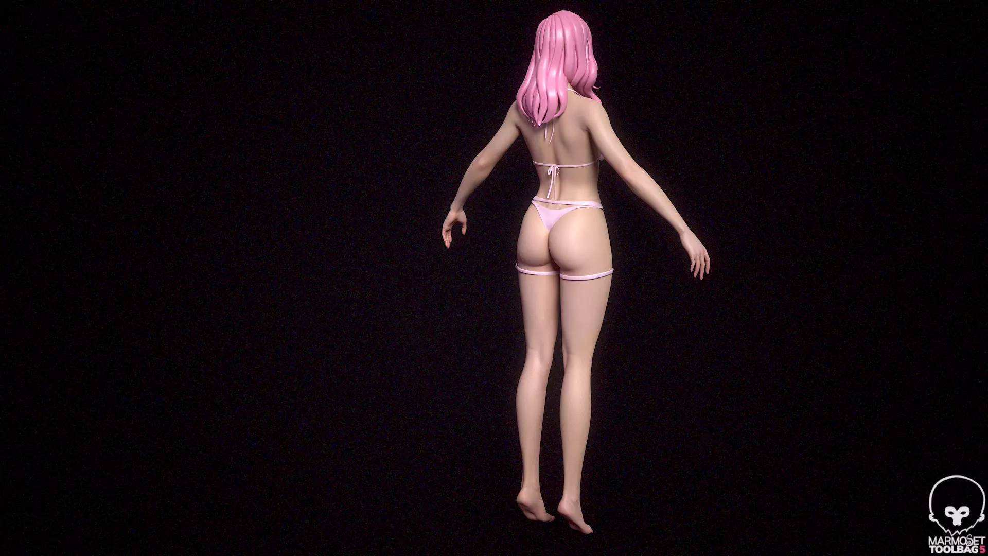 5 Fine-Looking Beautiful Female basemesh Low-poly 3D model_44