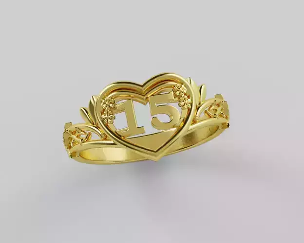Ring 15 Years heart  - Anillo De 15 Anios Corazon 3D print model
