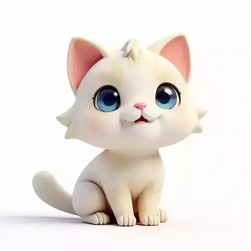 Sweet Cream Kitten - Cute 3D Character Model Low-poly 3D model