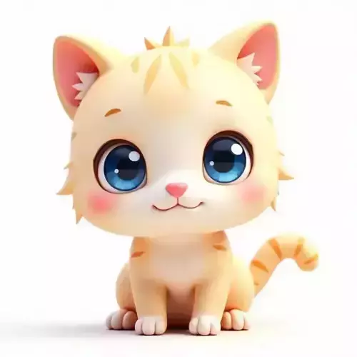 Adorable Ginger Kitten - Cute Cartoon 3D Model Low-poly 3D model