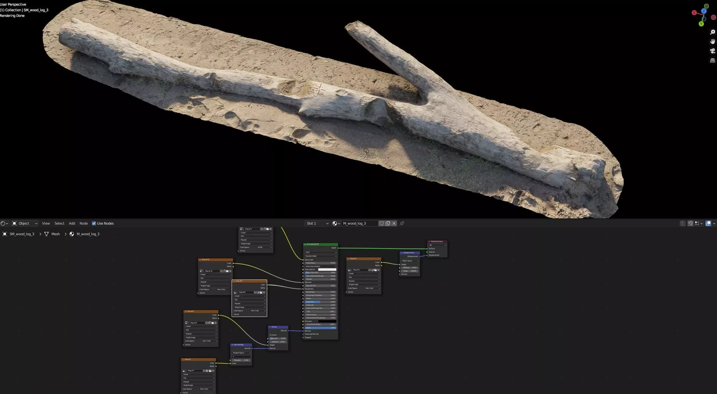 Log on the sand 3D model_8