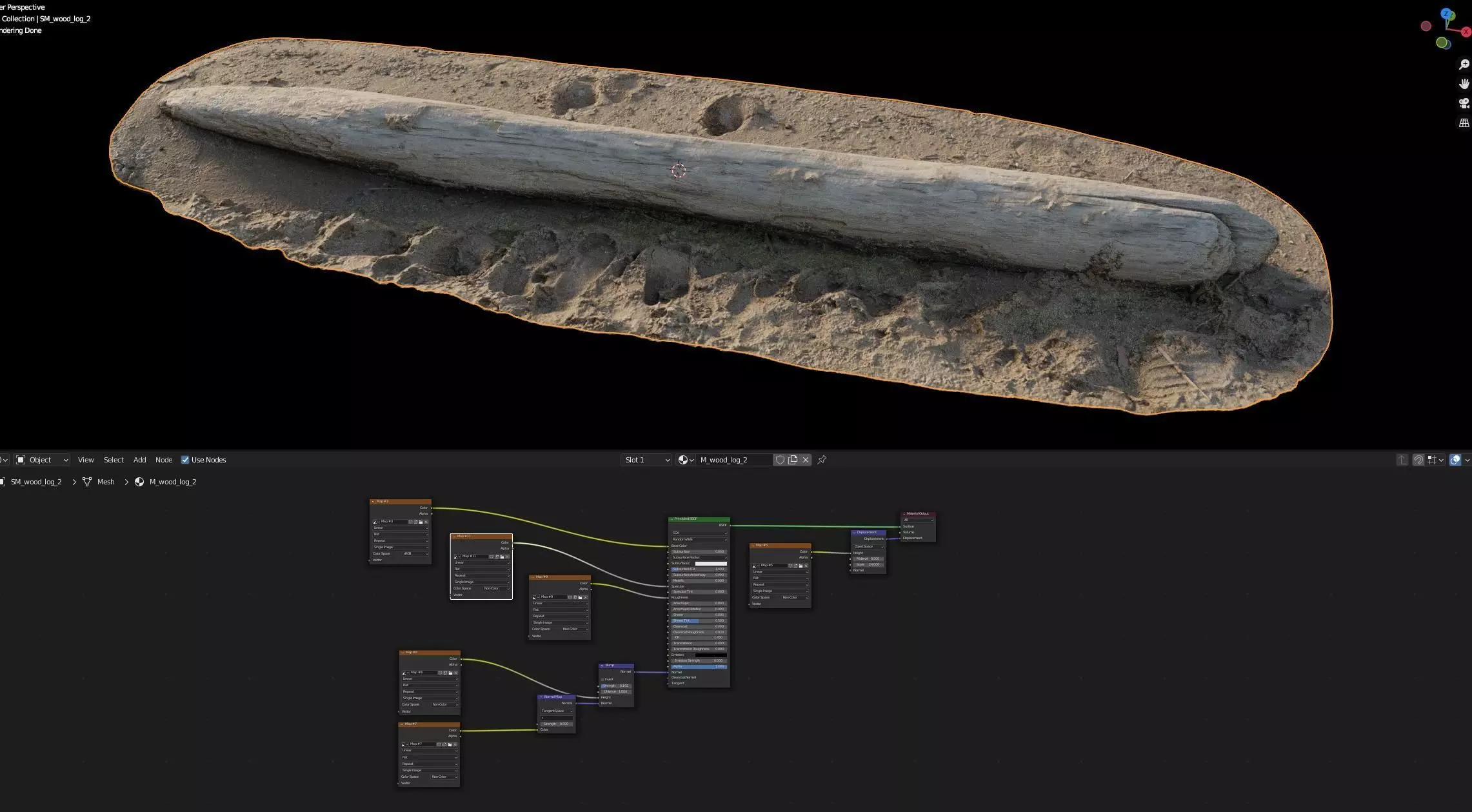 Log on the sand 3D model_7