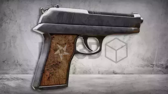 Stylized Vintage Handgun  Game Ready Pistol 3D Model