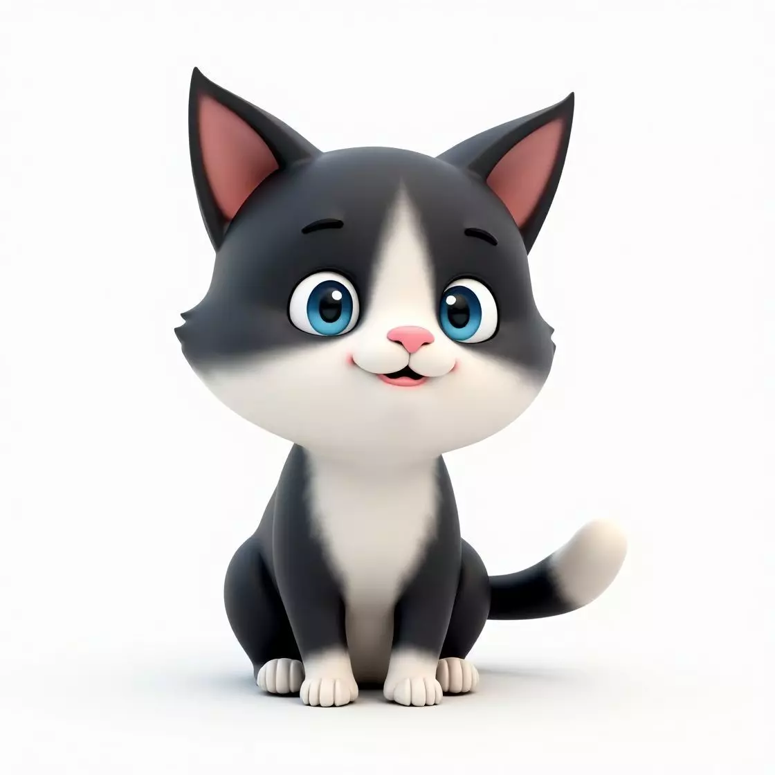 Cute Tuxedo Cat - Cartoon Character 3D Model Low-poly 3D model_0