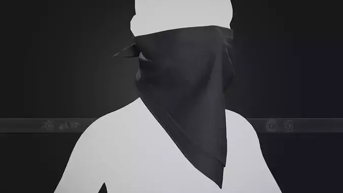 Black Bandana Face Mask Low-poly 3D model