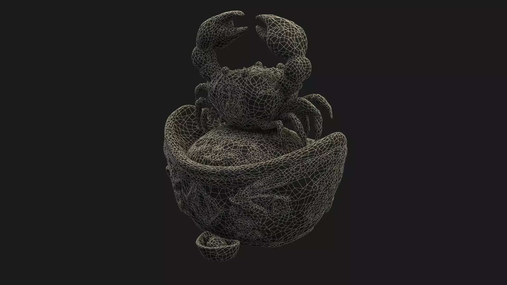 Chinese gold ingot with crab Low-poly 3D model_7