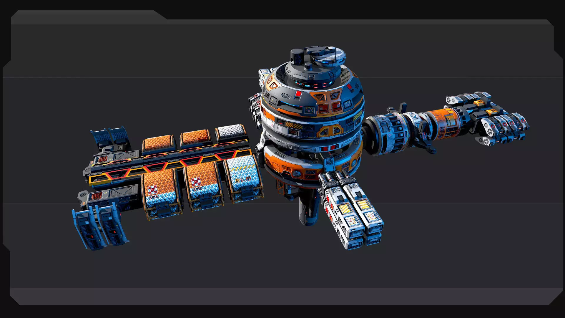 SF MODULAR Orbital Station - EX7 Low-poly 3D model_3