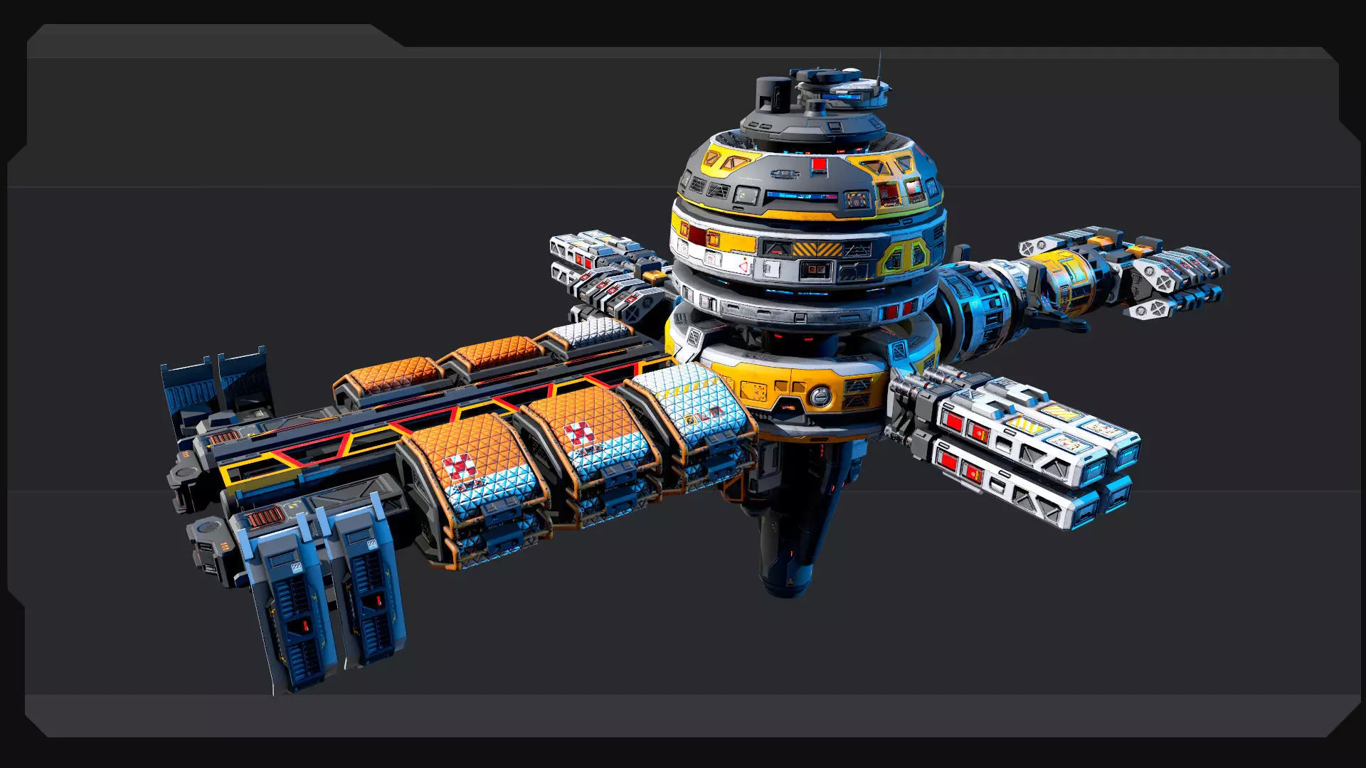 SF MODULAR Orbital Station - EX7 Low-poly 3D model_6