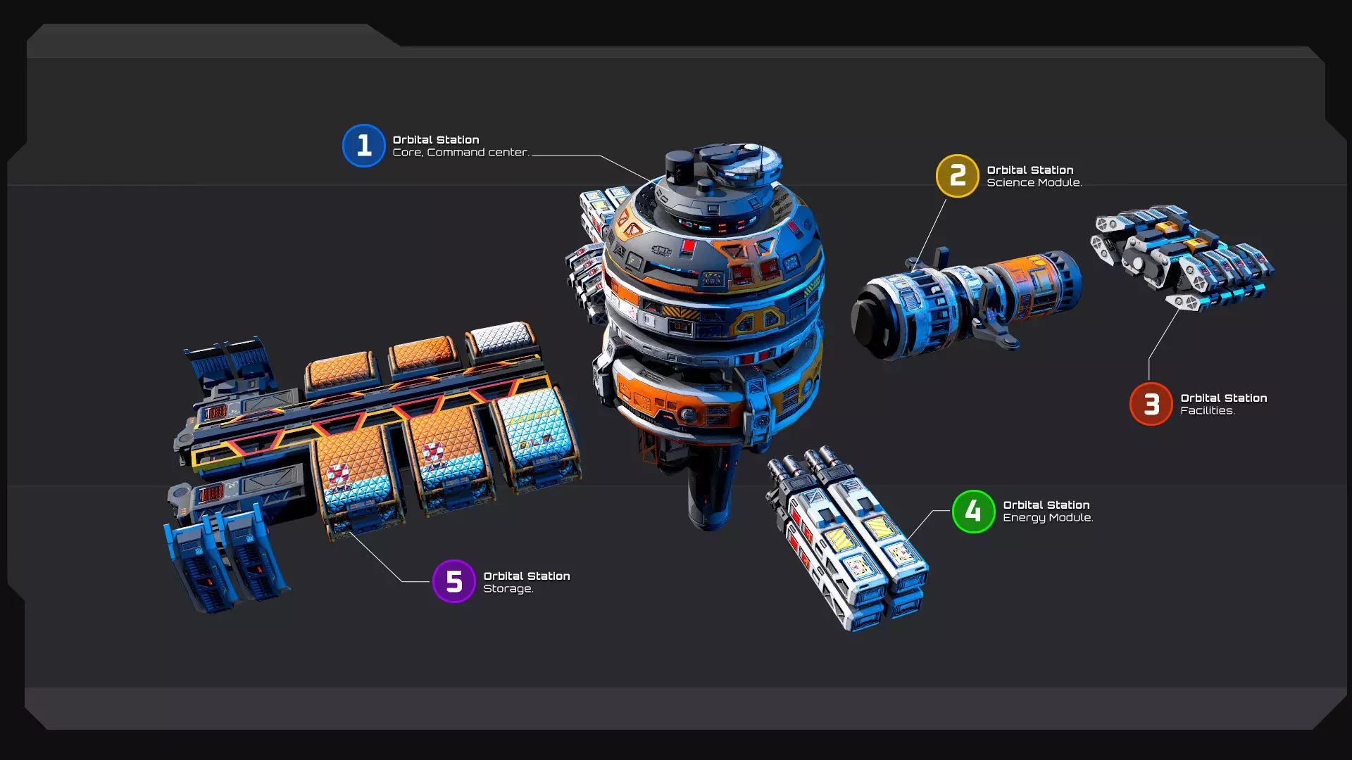 SF MODULAR Orbital Station - EX7 Low-poly 3D model_2