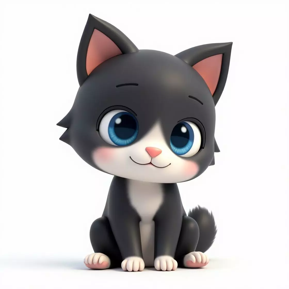Adorable Cartoon Kitten 3D Model Low-poly 3D model_0