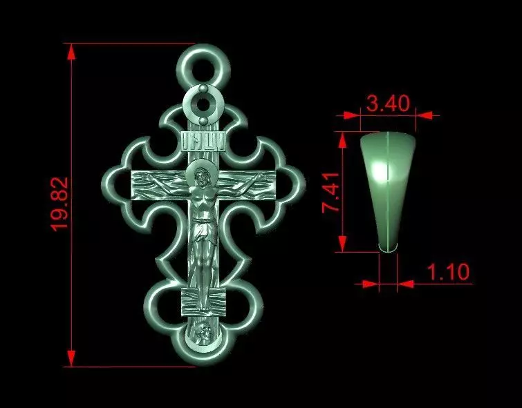 Ortodox cross 3D print model_3