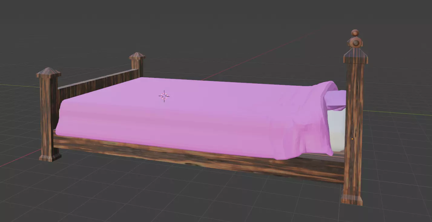 Simple Bed Low-poly 3D model_0