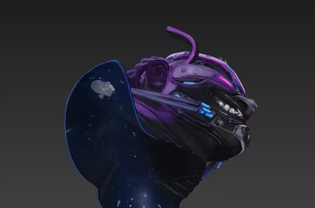 Neo-Bushido- Cyberpunk Samurai Mask of the Future 3D model_4