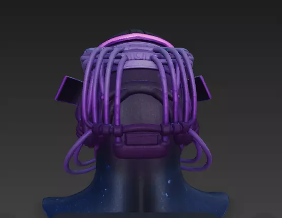 Neo-Bushido- Cyberpunk Samurai Mask of the Future 3D model_3