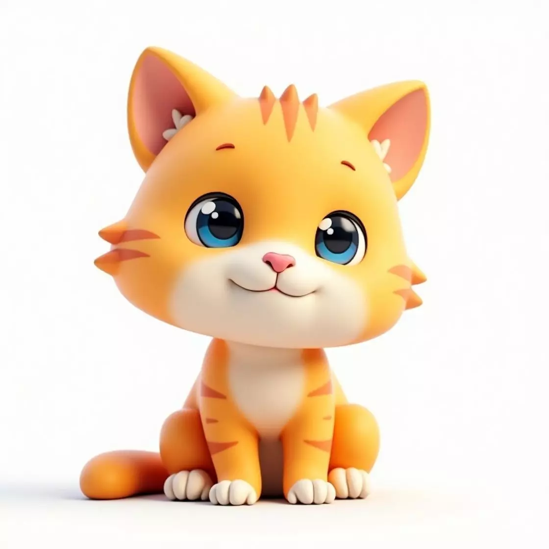 Cute Orange Tabby Cartoon Kitten 3D Model Low-poly 3D model_0