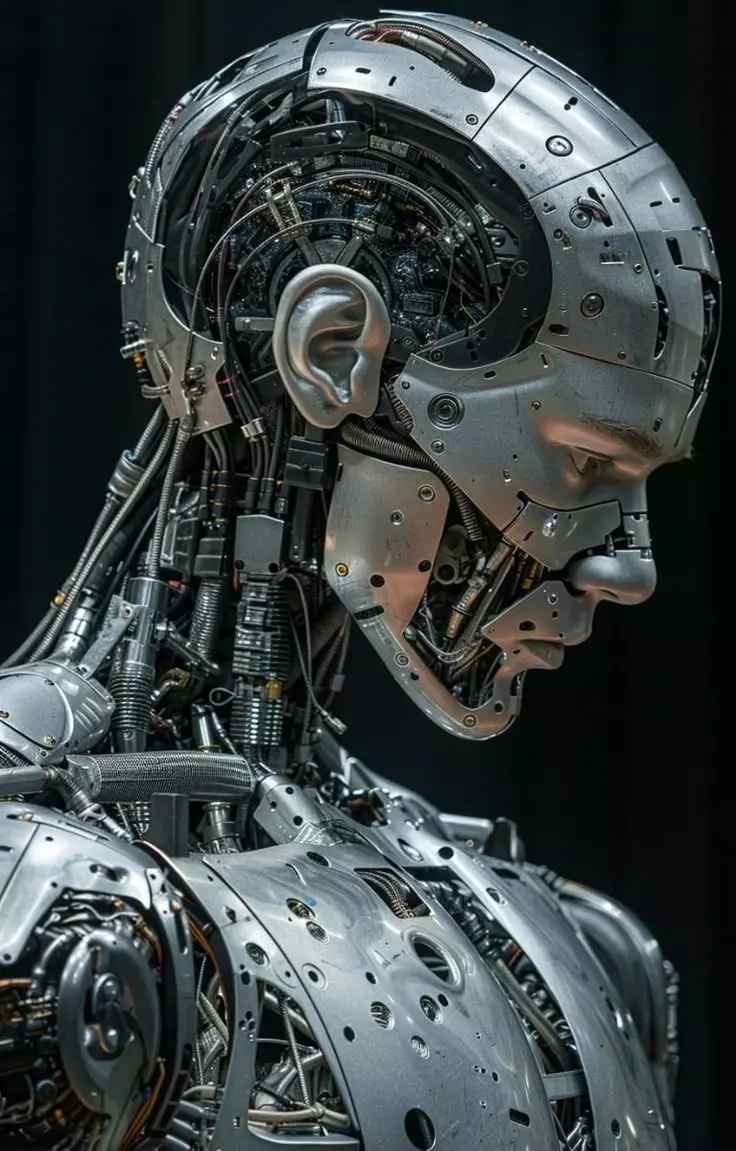 Futuristic Bionic Cyborg Android Character Design 3D model_0