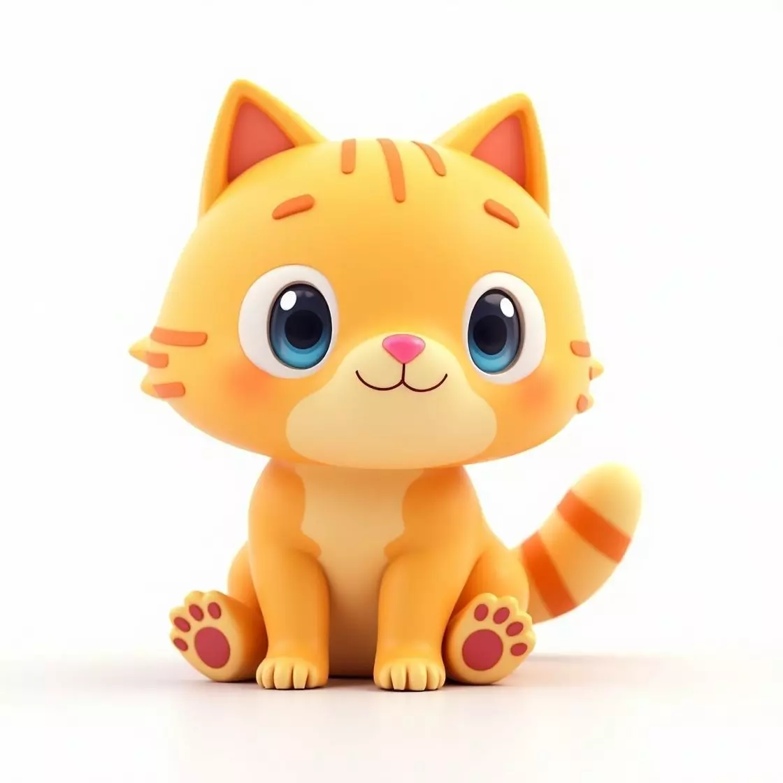 Cute Orange Tabby Cartoon Kitten 3D Model Low-poly 3D model_0