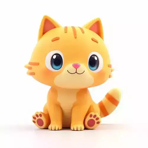 Cute Orange Tabby Cartoon Kitten 3D Model Low-poly 3D model