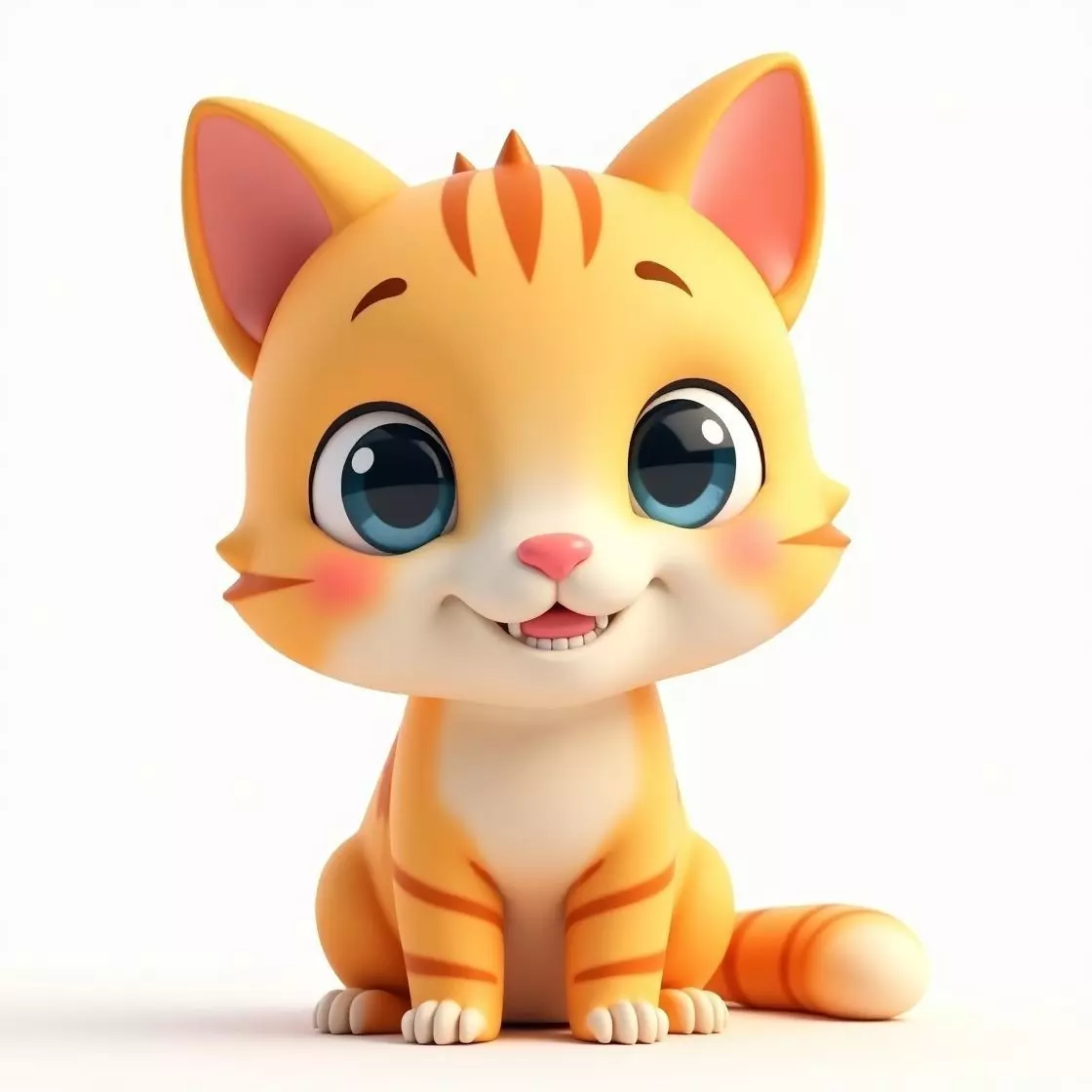 Cute Orange Tabby Cartoon Kitten 3D Model Low-poly 3D model_0