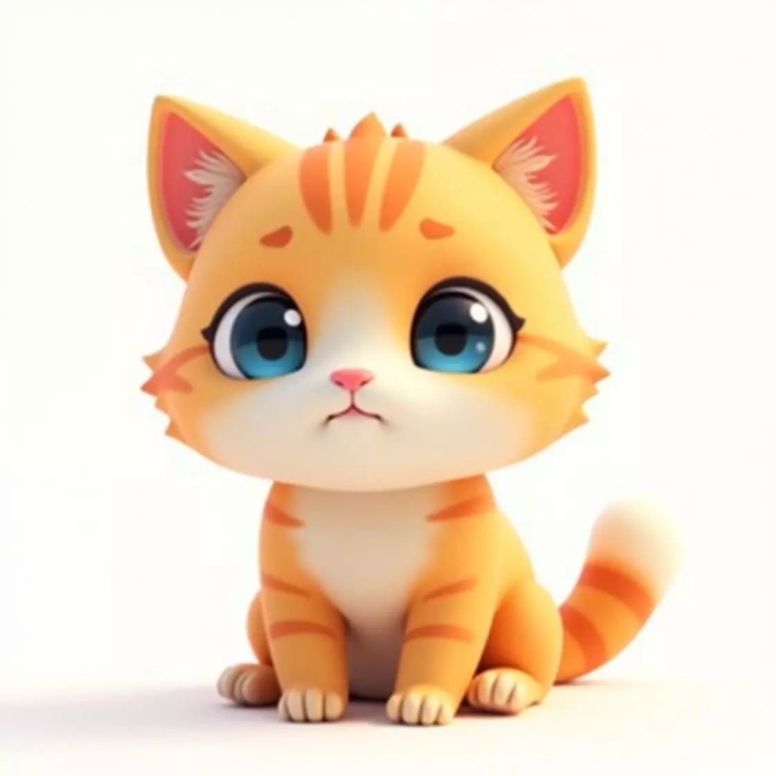 Cute Orange Tabby Cartoon Kitten 3D Model Low-poly 3D model_0