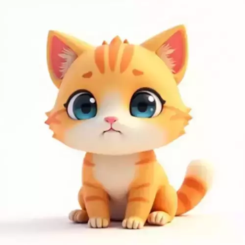 Cute Orange Tabby Cartoon Kitten 3D Model Low-poly 3D model
