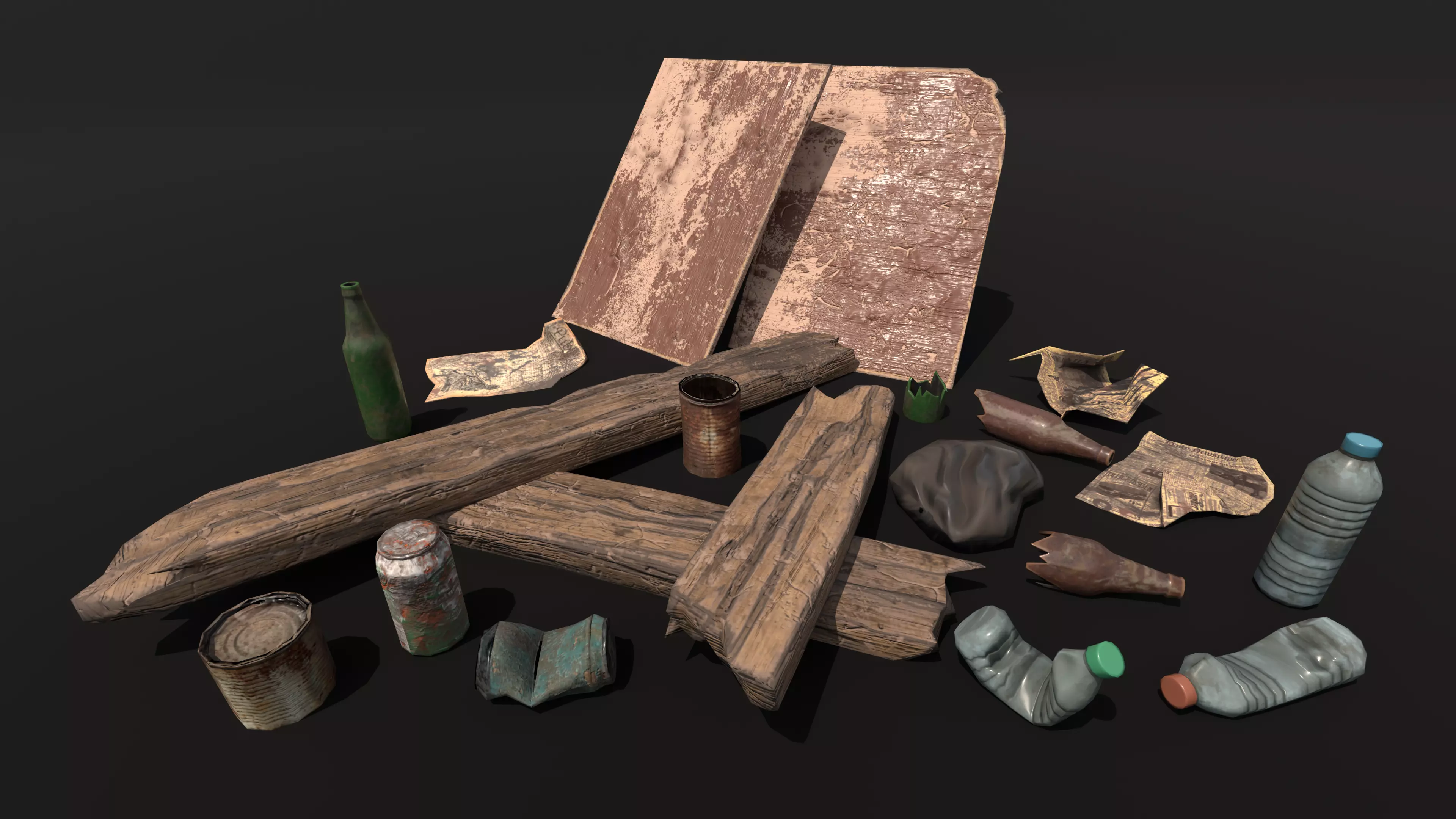 Trash Low-poly 3D model_0