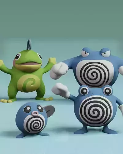 Poliwag Evolution Pack Pokemon Fanart 3D print model