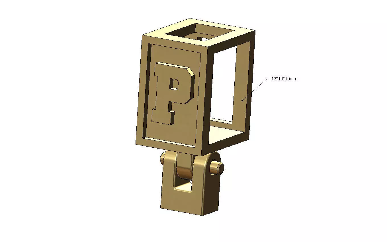P letter varsity font 12x10x10mm enamel bail link 3D print model