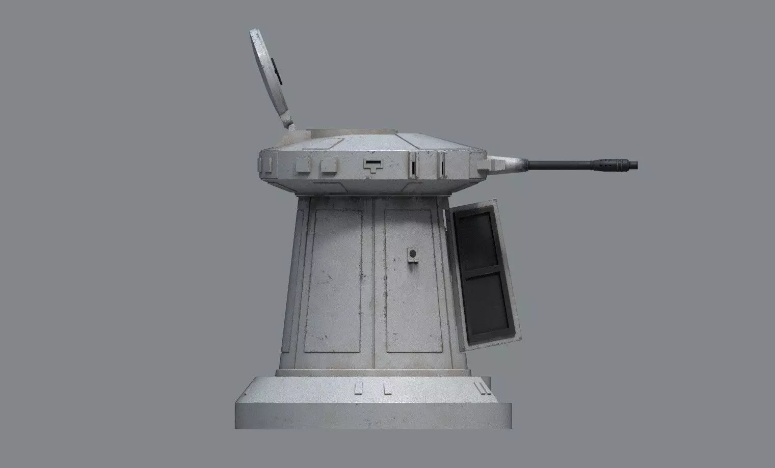 TurretGun Low-poly 3D model_10