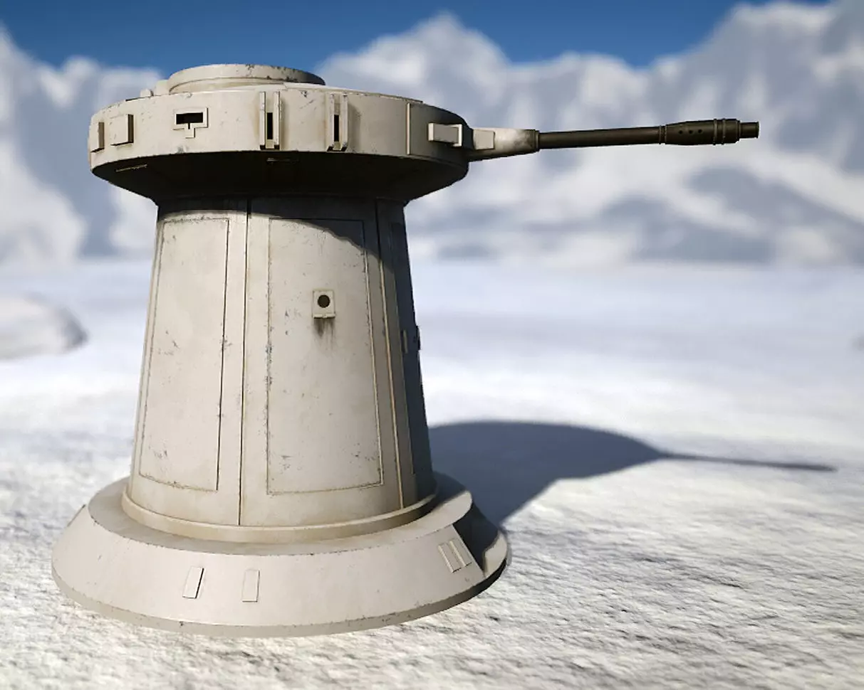 TurretGun Low-poly 3D model_4