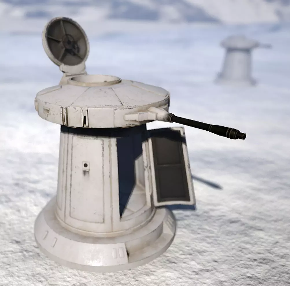 TurretGun Low-poly 3D model_3